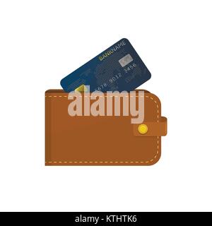 Leather wallet with credit card Stock Vector