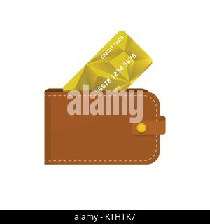 Leather wallet with credit card Stock Vector