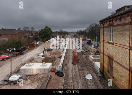 24/12/2017 Kirkham & Wesham Station being rebuilt and a extra platform added as part of the electrification works during a 4 month blockade. Stock Photo