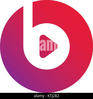 The Beats music logomark is a stylized logo known for its bold and minimalist design, often featuring a prominent 'b' within a circular shape. The color version highlights its vibrant aesthetic, closely associated with music and audio technology brands. Stock Photo