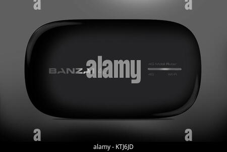 Banzai 4G mobil ruter is a modern mobile router designed for high-speed internet connectivity. It supports 4G network standards, providing fast and reliable internet service in mobile environments. Stock Photo