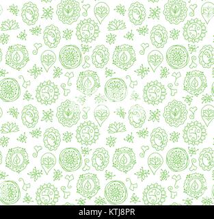 Seamless pattern made of floral doodles Stock Vector