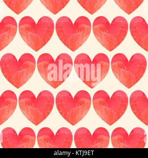 Seamless pattern made of watercolor hearts Stock Vector