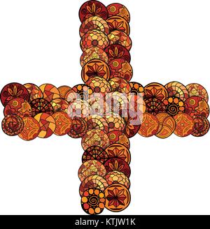 abstract vector font, made of ethnic elements - plus sign Stock Vector