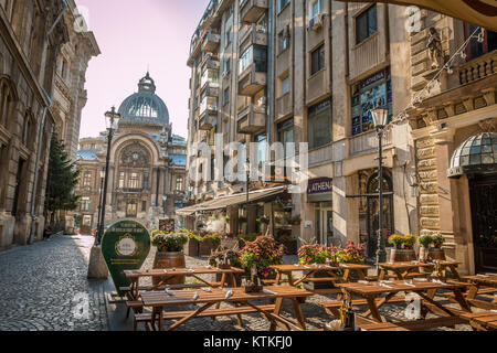 Old street of Bucharest Romania Stock Photo