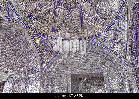 Yazd, Iran - April 22, 2017: Mirror mosaic on the ceiling in the prayer hall of the mosque. Stock Photo