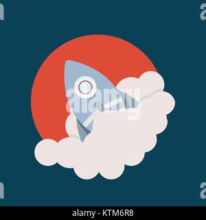 Space rocket launch, Startup creative idea, Rocket background, Vector illustration Stock Vector