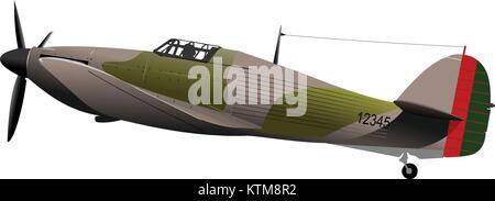 Air force. Old combat airplane. Vector illustration Stock Vector