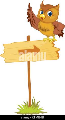 Illustration of an owl on a sign Stock Vector
