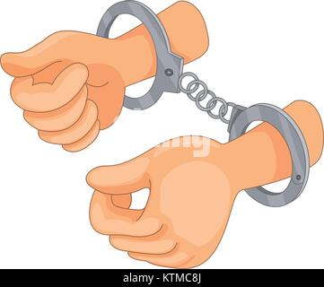 Illustration of hand cuffs with hands Stock Vector