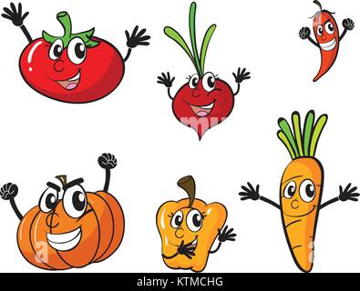 illustration of various vegetables on a white background Stock Vector