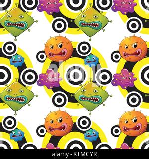 illustration of various monsters on a white background Stock Vector
