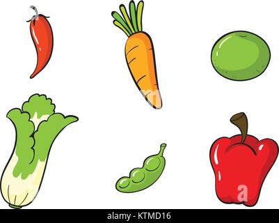 illustration of various vegetables on a white background Stock Vector