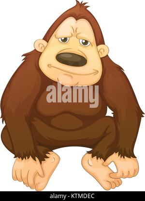 Illustration of a gorilla on white Stock Vector