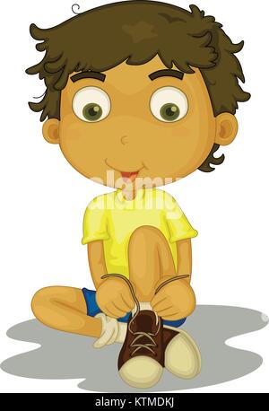 Illustration of a Kid Boy Putting On His Pants as Part of Independent ...