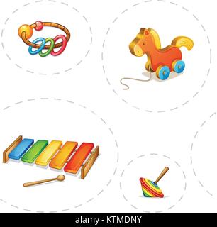 illustration of toys on a white backgound Stock Vector
