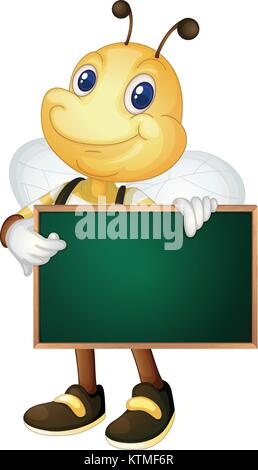 Illustration of a cartoon character holding a blank board Stock Vector