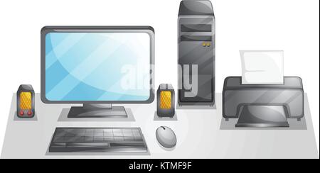 Illustration of a computer setup Stock Vector