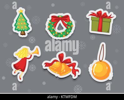 Illustration of christmas present stickers Stock Vector