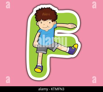 Illustrated alphabet letter series with kids Stock Vector