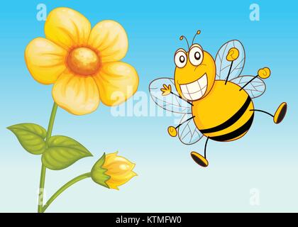 illustration of a bee in a beautiful nature Stock Vector
