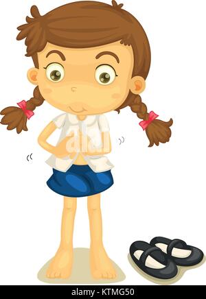 illustration of a girl in school uniform on a white Stock Vector