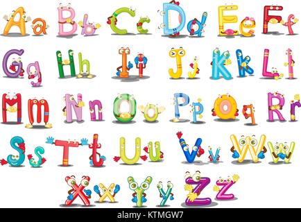 Illustration of Alphabet characters on white Stock Vector