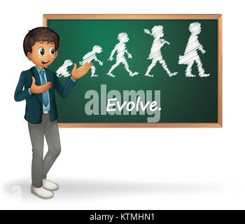 Illustration of a business man presenting evolution Stock Vector