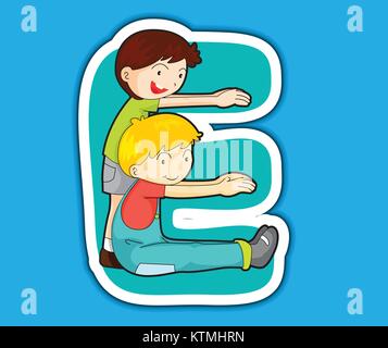 Illustrated alphabet letter series with kids Stock Vector