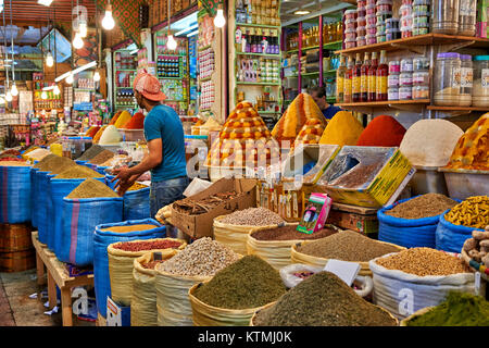 spices on food market of Meknes, Morocco, Africa Stock Photo