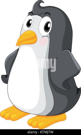 Illustration of a single cute penguin Stock Vector