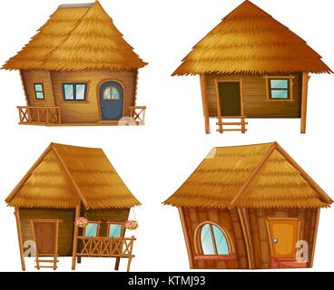 Illustraiton on huts on white background Stock Vector