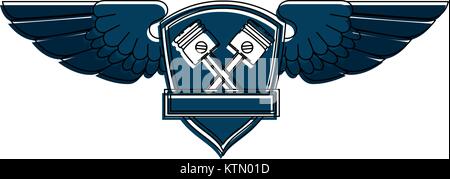 emblem motorcycle pistons with wings vector illustration design Stock Vector