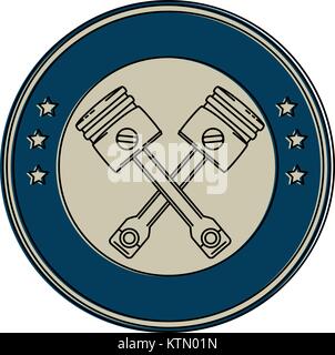 emblem motorcycle pistons icon vector illustration design Stock Vector