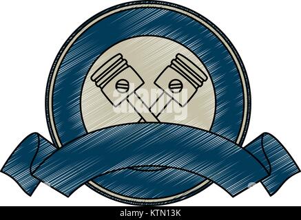 emblem motorcycle pistons icon vector illustration design Stock Vector