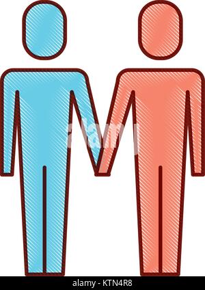 two character man standing friends icon vector illustration Stock Vector