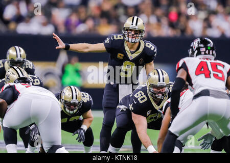 The Atlanta Falcons play the against the New Orleans Saints at the line of  scrimmage during the first half of an NFL football game, Thursday, Nov. 28,  2019, in Atlanta. (AP Photo/John