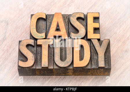 case study - word abstract in vintage letterpress wood type printing blocks Stock Photo