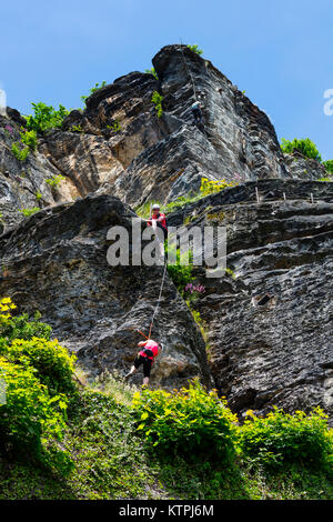 Via Ferrata Shepherd's Bluff, Bohemian Switzerland National Park, Decin Town, Elba River, Czech Republic, Europe Stock Photo