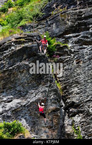 Via Ferrata Shepherd's Bluff, Bohemian Switzerland National Park, Decin Town, Elba River, Czech Republic, Europe Stock Photo