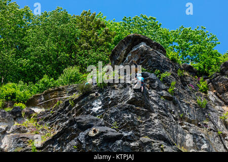 Via Ferrata Shepherd's Bluff, Bohemian Switzerland National Park, Decin Town, Elba River, Czech Republic, Europe Stock Photo