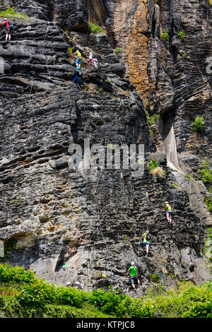 Via Ferrata Shepherd's Bluff, Bohemian Switzerland National Park, Decin Town, Elba River, Czech Republic, Europe Stock Photo