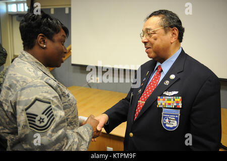 2nd Lt. William M. Wheeler, a Tuskegee Airman, died Tuesday at Mercy Medical Center in Rockville Centre on Long Island.  Lt. Wheeler was a highly trained World War II combat pilot, decorated veteran, successful businessman, and member of the famed &quot;Tuskegee Airmen.&quot;   After retiring he began participation in The Tuskegee Airmen’s Speakers Bureau.  The 106th Rescue Wing Black History Month celebration included Lt. Wheeler’s inspiring Tuskegee Airman Story.     (Official U.S. Airforce photo/SSgt. Marcus P. Calliste/ released) Stock Photo