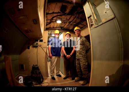 Gabe Camarillo and John Fedrigo tour the upper deck of a C5M Galaxy undergoing restoration at the 105th Airlift Wing, New York, on June 21, 2016. Camarillo is the Assistant Secretary of the Air Force for Manpower and Reserve Affairs, and Fedrigo is the Deputy Assistant Secretary of the Air Force for Reserve Affiars and Airman Readiness.  (U.S. Air National Guard photo by Master Sgt. Sara Pastorello/Released) Stock Photo