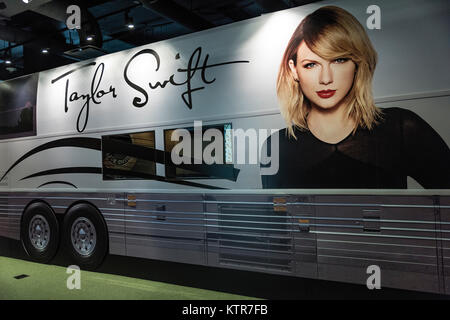 Taylor Swift tour bus exhibit, Country Music Hall of Fame, Nashville, Tennessee, USA. Stock Photo