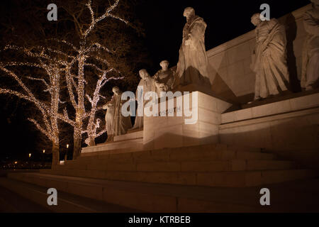 Statue in Kossuth Square, Budapest, Hungary. December 2017. Monument dedicated to former Hungarian Prime Minister Lajos Kossuth Stock Photo