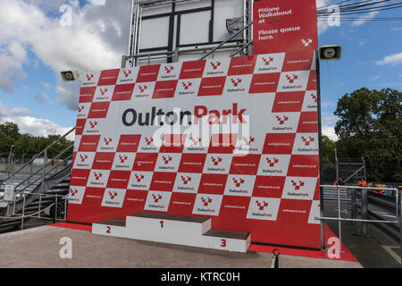 Empty winners podium at Oulton Park Circuit (Cheshire, United Kingdom) Stock Photo