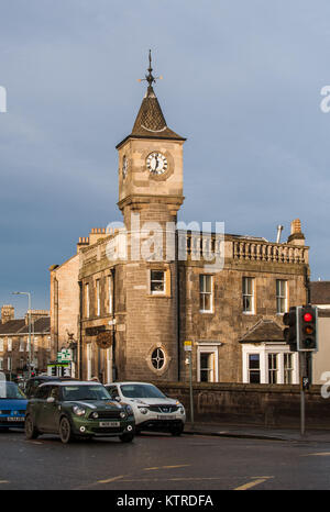 A clock tower in Stockbridge, Edinburgh Stock Photo