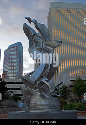 Spiral Odyssey sculpture in Romare Bearden Park, Charlotte, North Carolina Stock Photo