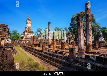 Wat Chedi Jet Thaew in the precinct of Si Satchanalai Historical Park, a UNESCO World Heritage Site in Thailand  SUKHOTHAI, THAILAND - JANUARY 17 2017 Stock Photo